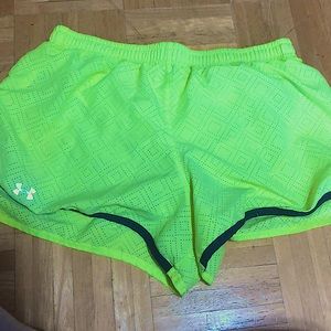 Neon yellow under armor shorts